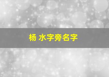 杨 水字旁名字